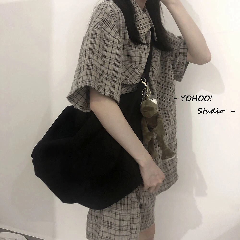 Túi tote đeo chéo trống siu to Bag.Thanhthu có khoá kéo và túi con vải canvas phong cách Ulzzang để được sách 551