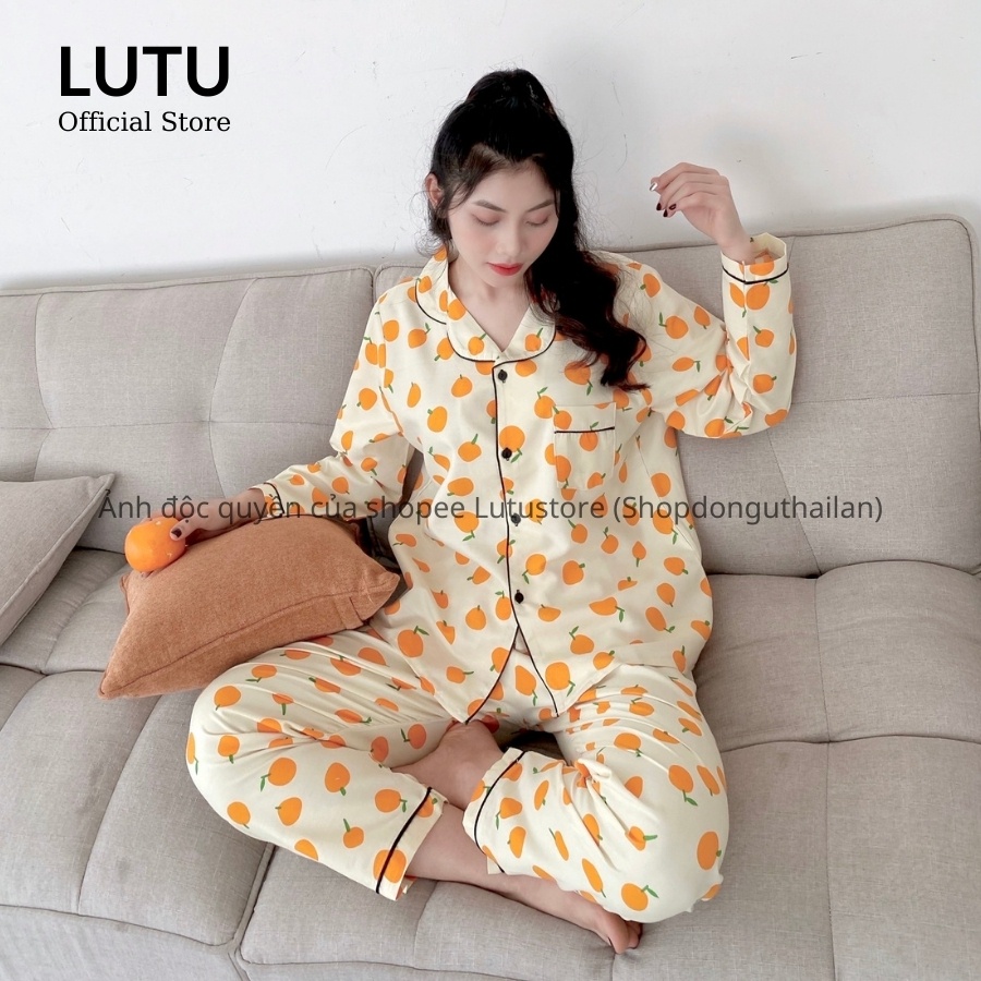 Bộ ngủ pijama áo dài quần dài chất Kate Thái