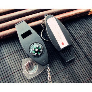 Móc khóa la bàn kiêm nhiệt kế và còi thổi đa năng F6