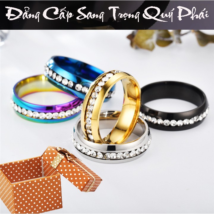 Nhẫn inox 1 hàng xoàn giữa siêu đẹp, bền màu - Tặng hộp - Đem lại vẻ đẹp quyến rũ cho đôi tay của bạn