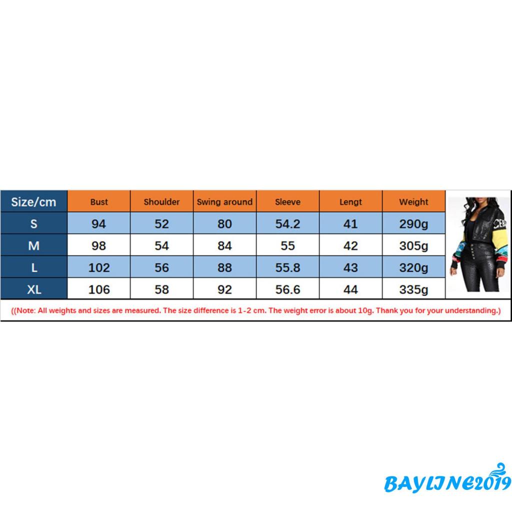 BAY-Áo khoác da PU tay dài cài nút in họa tiết chữ thời trang thu đông cho nữ
