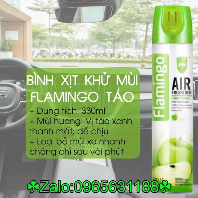 Combo 03 Bình Xịt khử mùi xe ôtô Air Freshener Flamingo - F011 330ml - 6 mùi thơm