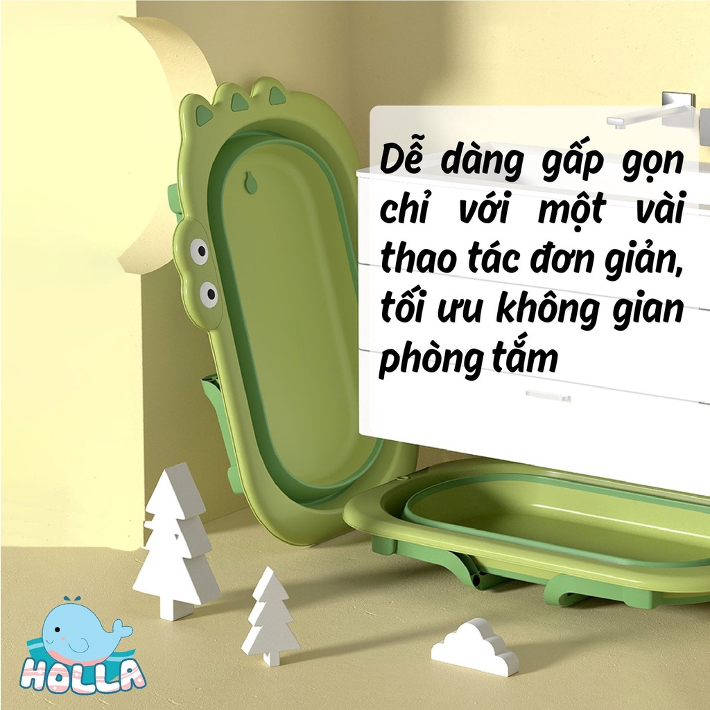 HCM Thau Chậu Tắm Bé Sơ Sinh Holla Hình Cá Sấu Đệm Tắm Cho Bé