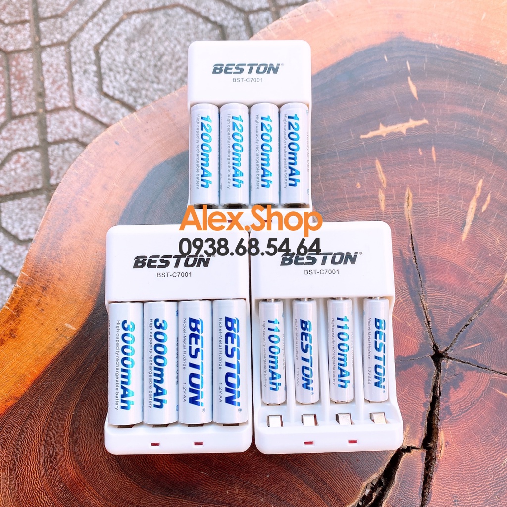 Xả LỗBộ Pin Sạc BESTON AA/AAA 3300/3000/1200/1300/1100mAh Pin Sạc Hoặc Kèm Sạc