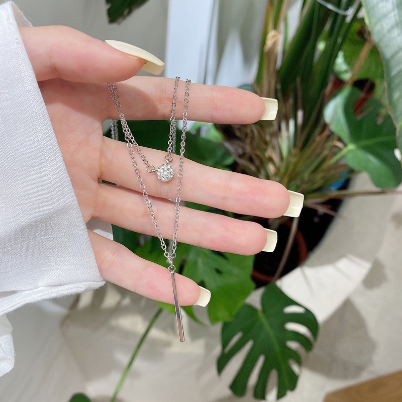 Vòng cổ Hai Lớp Mặt Vuông Tròn Đơn Giản Cho Nữ