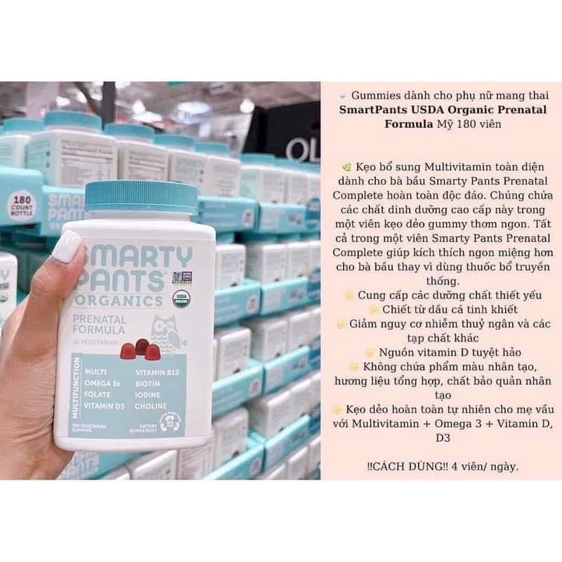 Kẹo bổ Multivitamin toàn diện dành cho bà bầu Smarty Pants Prenatal Complete 180 Gummies