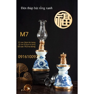 Đèn xanh bọc đồng sứ Bát Tràng