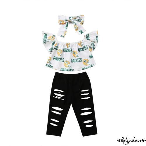 Bộ 3 Quần Legging + Áo Hở Vai + Quần Legging Rách Thời Trang Cho Bé Gái