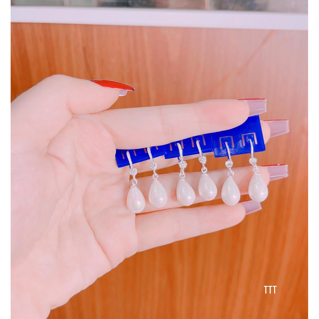 Hoa tai dáng hạt xoài bạc ta cao cấp