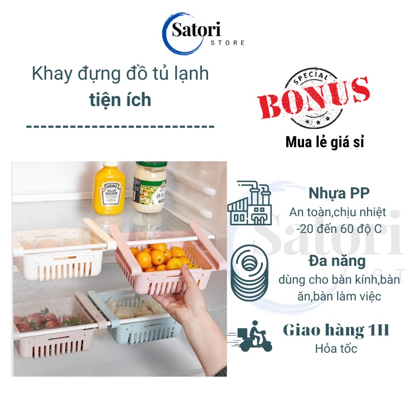 Khay đựng đồ tủ lạnh Satori store tiện ích, an toàn dễ dàng sử dụng