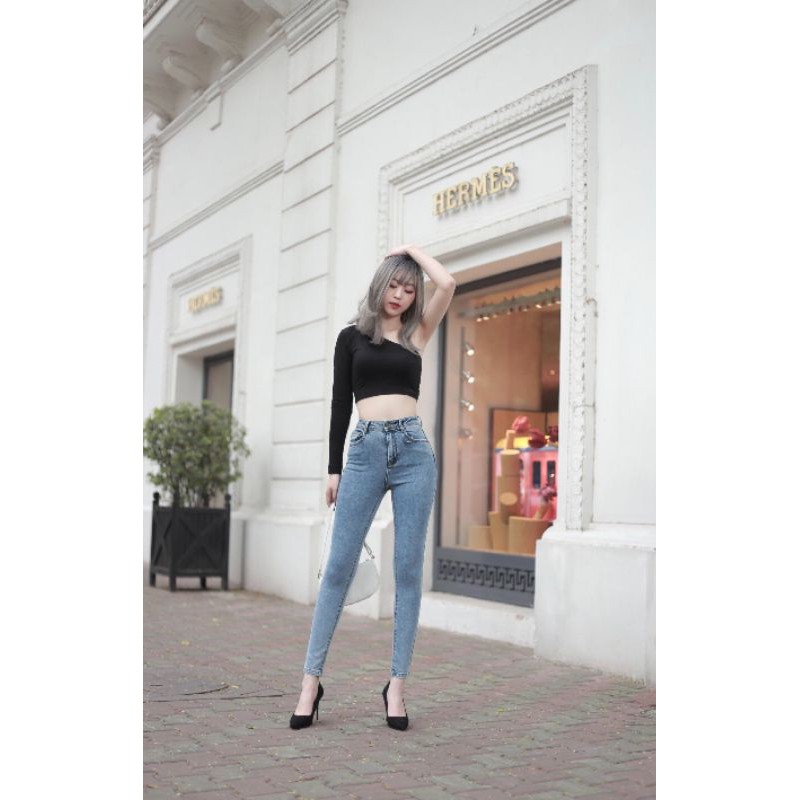 Quần jean skinny xanh đá chic pel 2kg