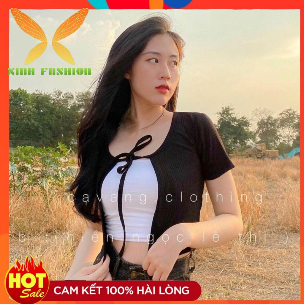 Áo Croptop Đẹp Khoác Cột Dây Trước Ngực Cute Đơn Giản Phong Cách | Áo Croptop Nữ Đẹp Khoác Cột Dây Tay Ngắn CT41