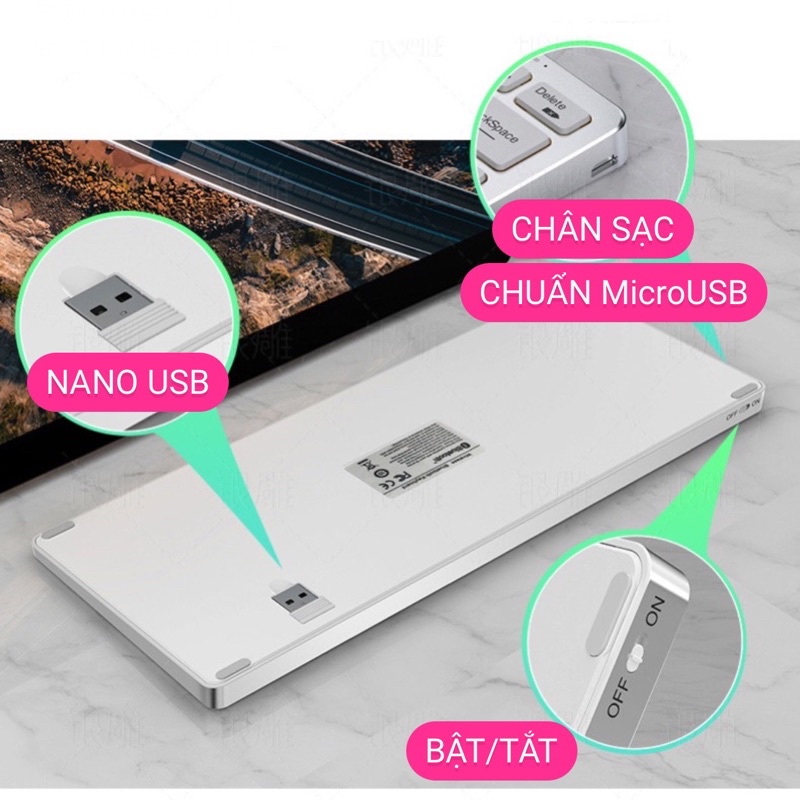 Bàn Phím Chuột Mini YINOIAO KB-1 Pin Sạc Và K108 Pin AA Kết Nối Bluetooth USB 2.4 Dùng Cho Smartphone Máy Tính Laptop