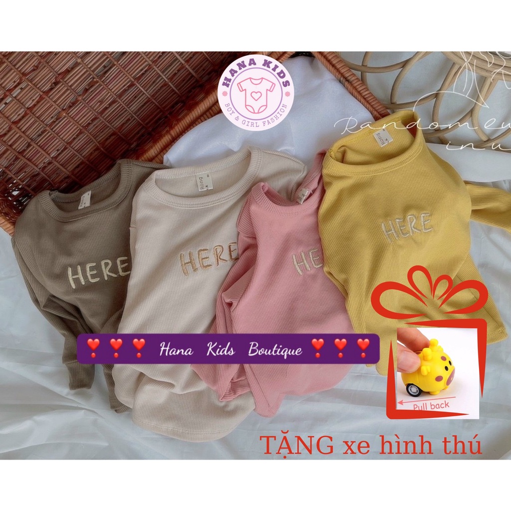 Set thun dài tay thêu họa tiết bé trai bé gái 7-20kg - Quần áo mặc nhà trẻ em bộ đồ ngủ cotton
