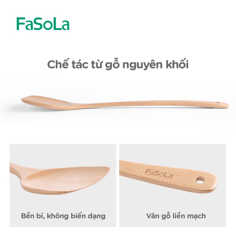 Bộ muỗng, xẻng, vá nấu ăn bằng gỗ sồi FASOLA FSLSH-023