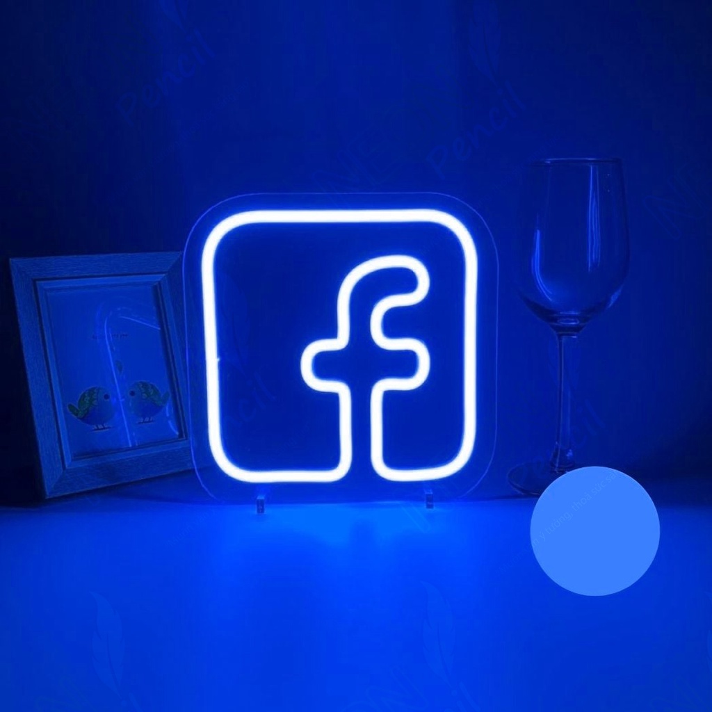Logo Facebook 25*25cm | Đèn led Neon | Chữ led trang trí | Decor phòng ngủ | đèn decor - Pencil Neon