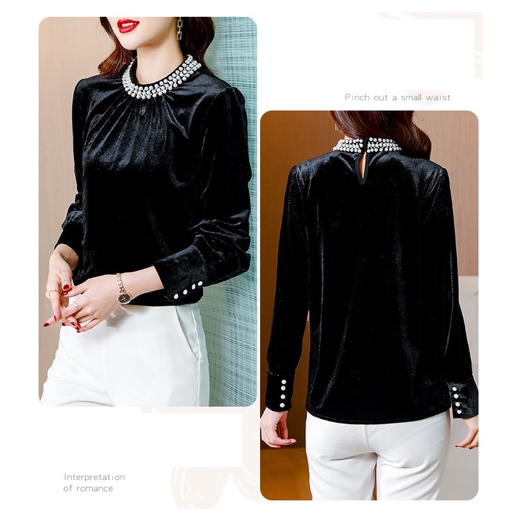 M77160 Áo nhung nữ dài tay mùa thu cao cấp hàng nhập