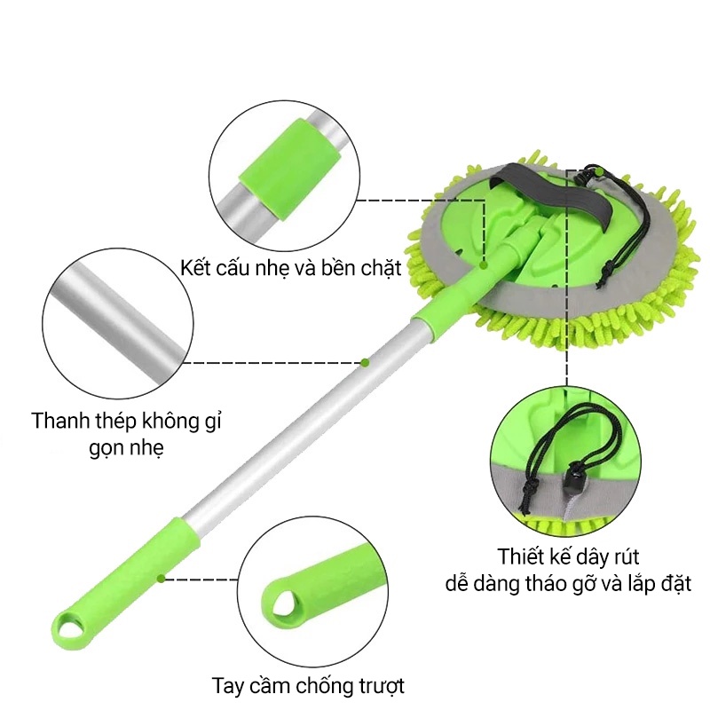 Dụng cụ cây lau kính đa năng SO EASY RX40 chổi lau thấm hút nước chuyên dùng vệ sinh mui kiếng xe hơi, ôtô, tải, cán dài
