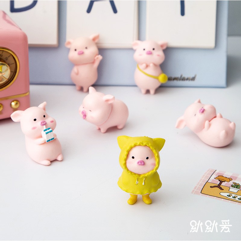 Heo Con trang trí ô tô, bàn làm việc, bánh kem đáng yêu KÈM KEO dễ thương Sét 6 chú heo con 💕FREESHIP 50k💕 - dear.ladies