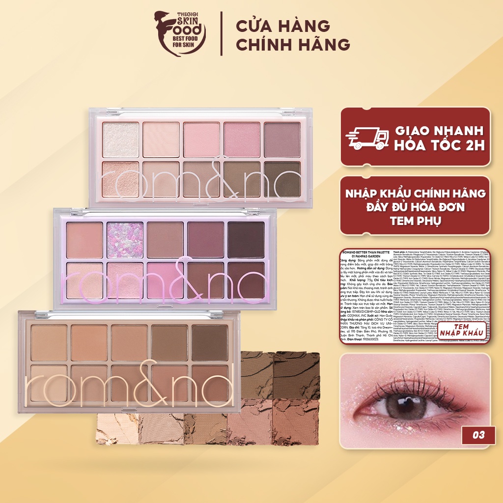 Bảng Phấn Mắt 10 Màu Siêu Lấp Lánh Romand Better Than Eye Palette 7.5g