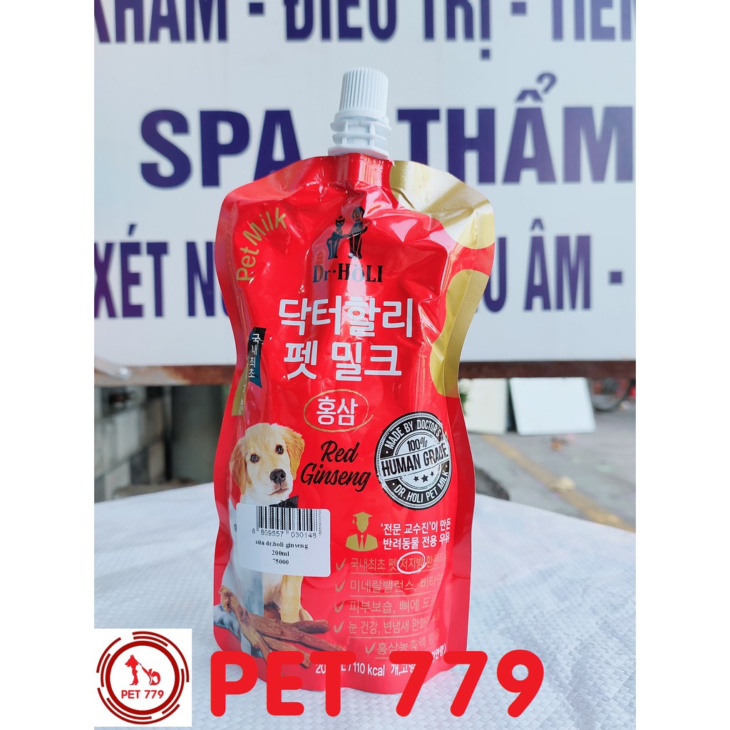 DR.Holi Pet Milk Adult  200ml –  Red Ginseng - Sữa tươi uống dành cho chó mèo trưởng thành