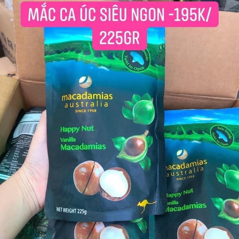 HẠT MACCA ÚC VỊ VANI HAPPY NUT VANILLA 225G CAO CẤP CHÍNH HÃNG - MACCADAMIAS AUSTRALIA SINCE 1958 - 10413