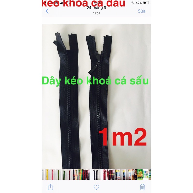 dây kéo khoá cá sấu 1m2 HKK thay khoá áo chống nắng trùm toàn thân