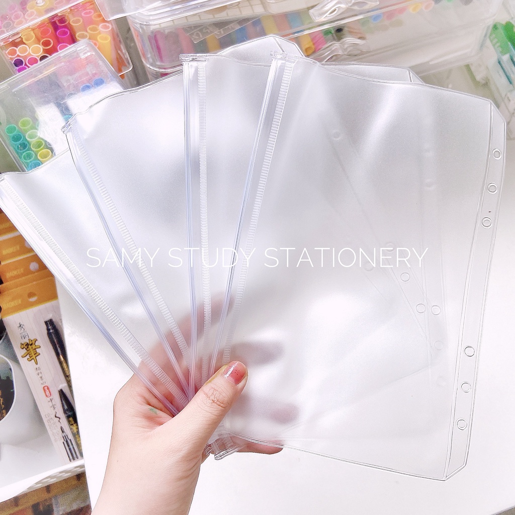 TÚI ZIP GẮN SỔ CÒNG SIZE A5 A6 TÚI ZIP ĐỰNG STICKER TRANG TRÍ SỔ CÒNG BINDER LÀM PLANNER BULLET JOUR