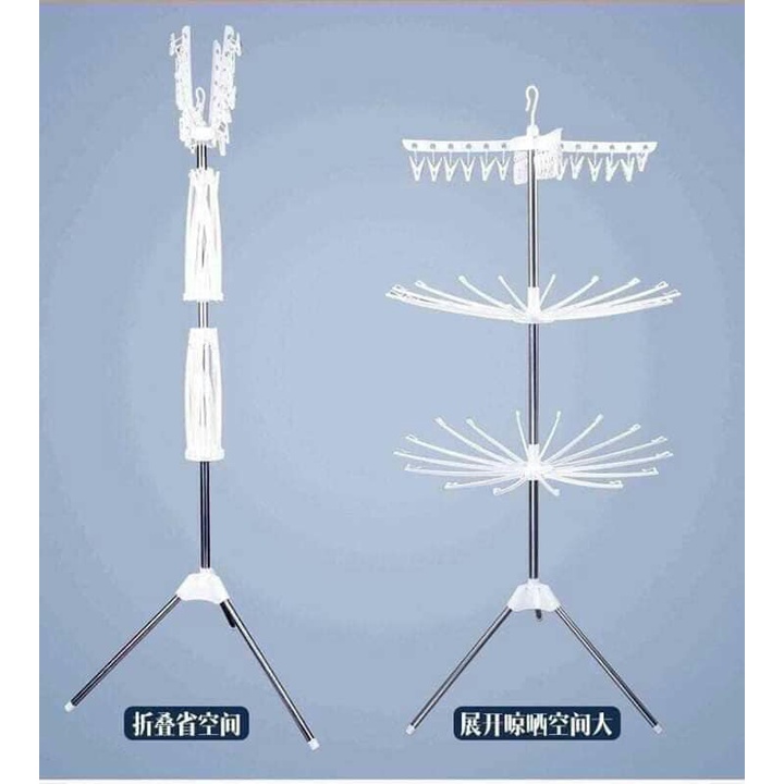 Cây phơi quần áo đa năng cho bé 3 tầng cao cấp,giá phơi đồ 3 tầng,giàn phơi quần áo sơ sinh gấp gọn tiện ích