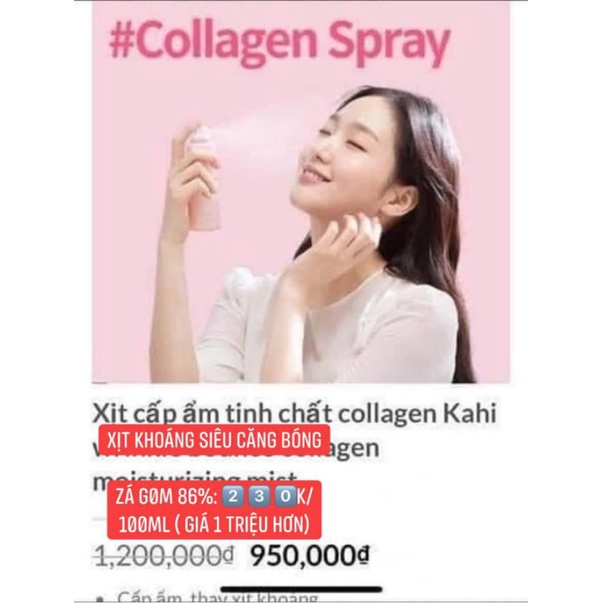 [có bill] Xịt khoáng căng bắng tinh chất collagen cá hồi KAHI