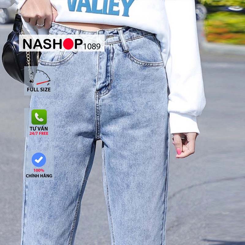Quần jean bò baggy nữ màu xanh full size S M L mẫu mới đẹp nhất 2021 QT13 nashop 1089