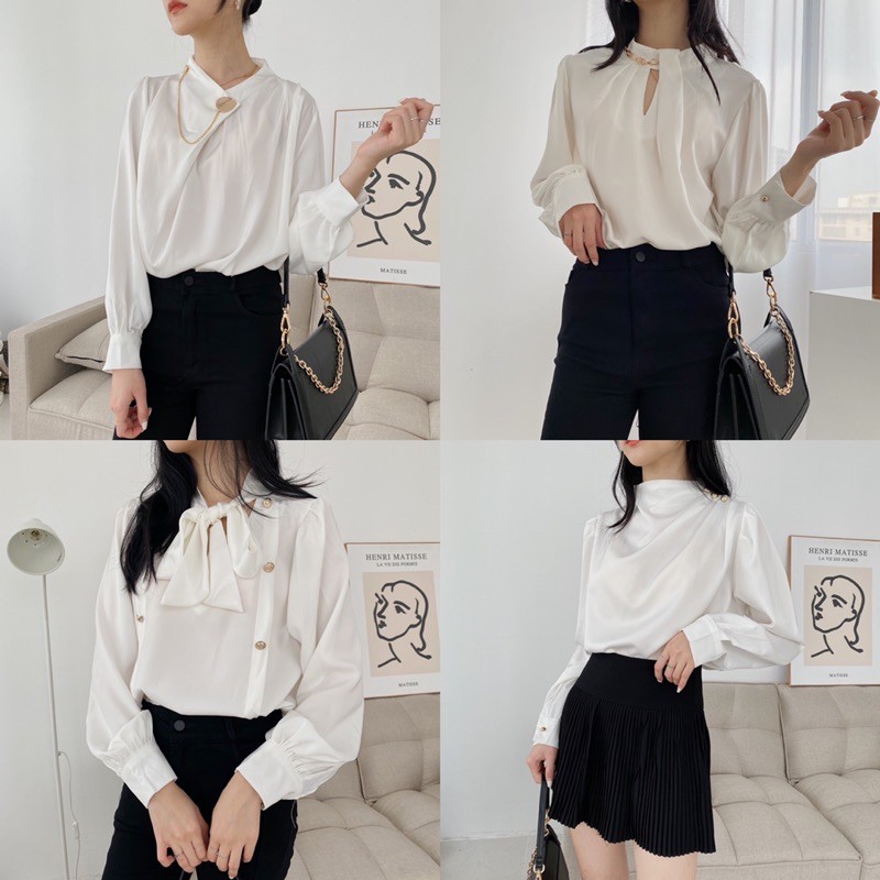 Sơ mi lụa kiểu phối xích ( ẢNH THẬT + CLIP)