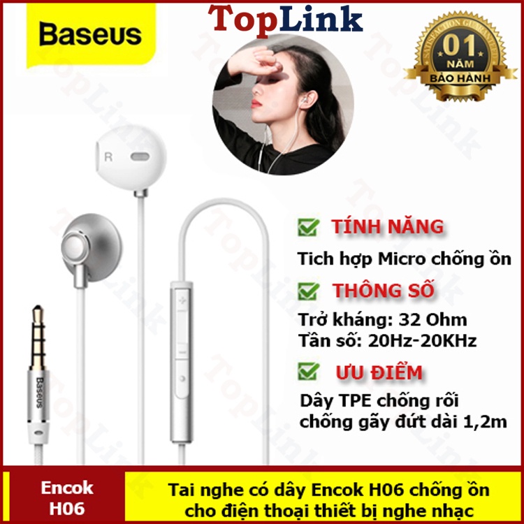 Tai Nghe Nhét Tai Baseus H06 Cổng 3.5mm Cho Âm Thanh Sống Động - TopLink