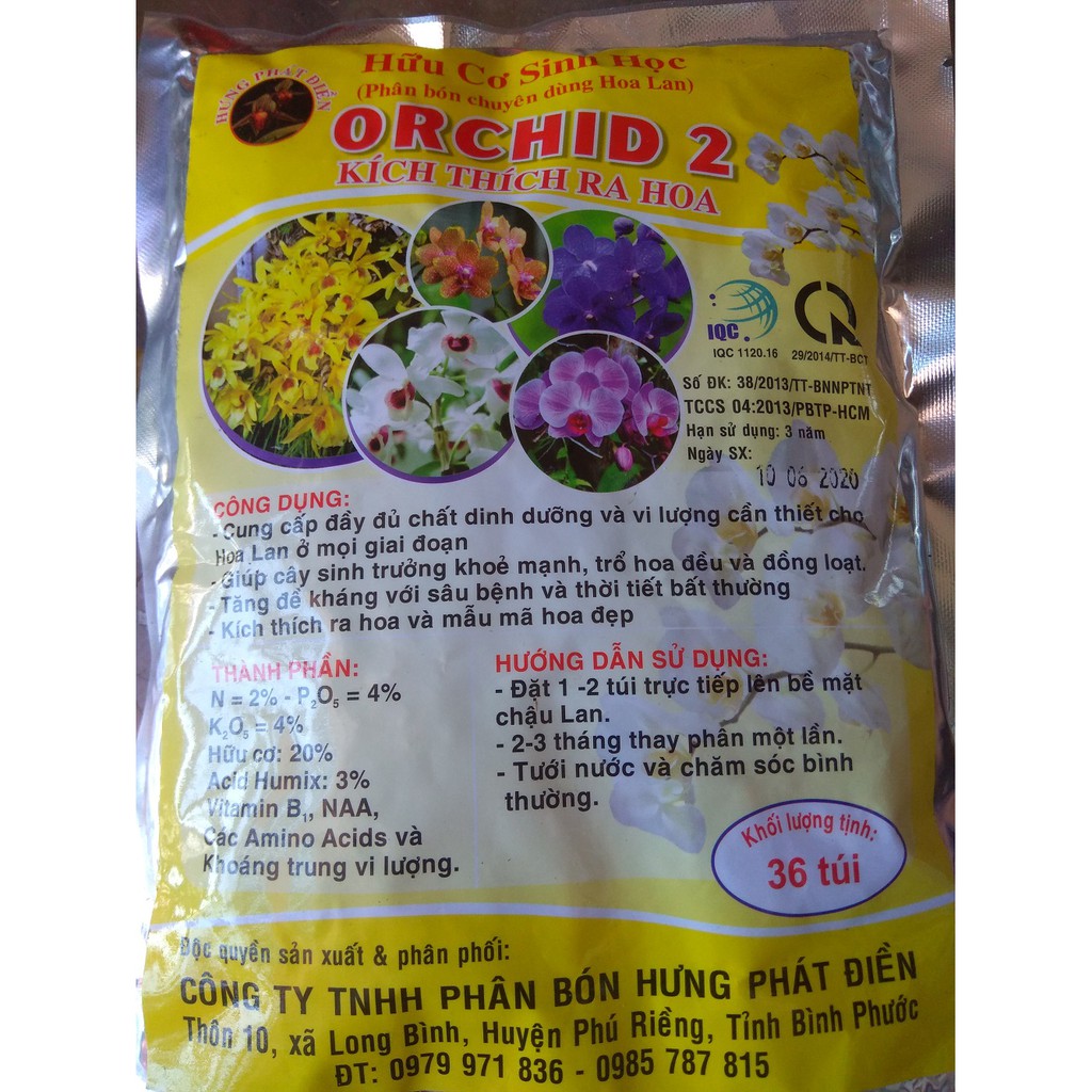 Phân hữu cơ ORCHID 2 kích thích ra hoa - gói 36 túi