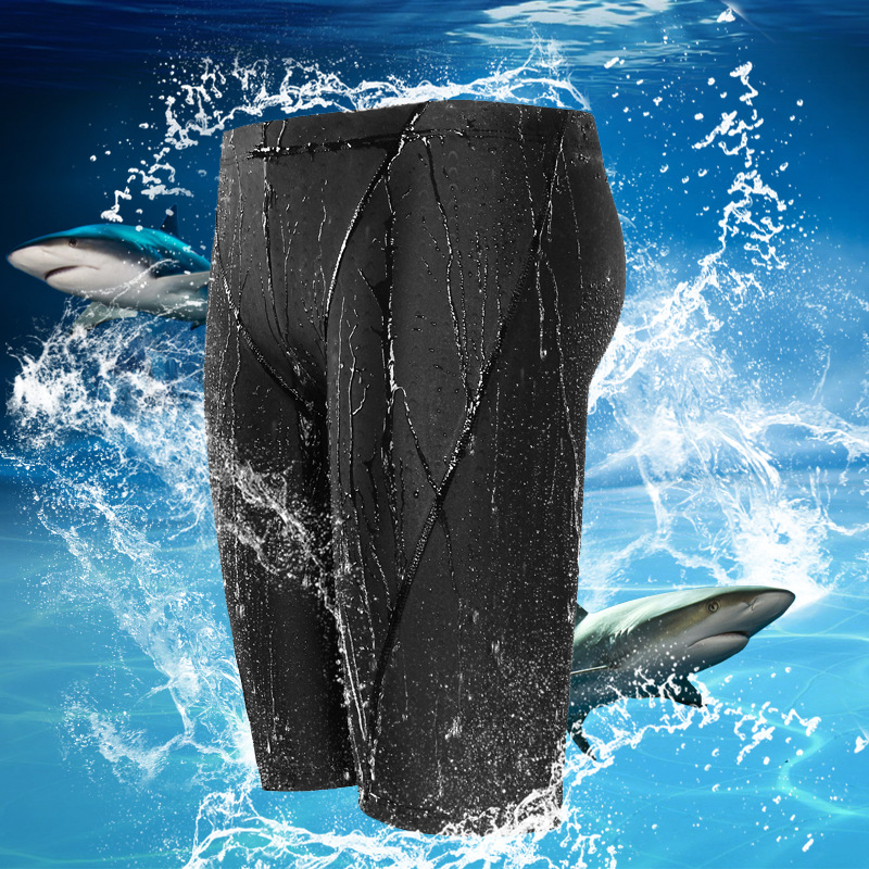 [AVAILABLE] Mens Waterproof Bigsize Black Swimming Pants With Swimming Cap