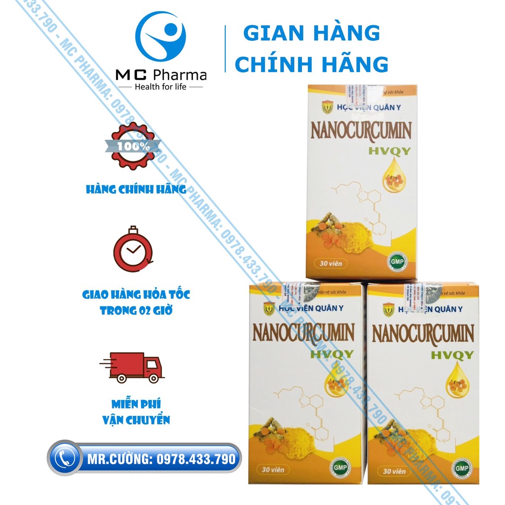 {Chính Hãng} Combo 03 hộp Nano Curcumin Học viện quân y {Hỗ trợ giảm triệu chứng đau dạ dày, tá tràng}