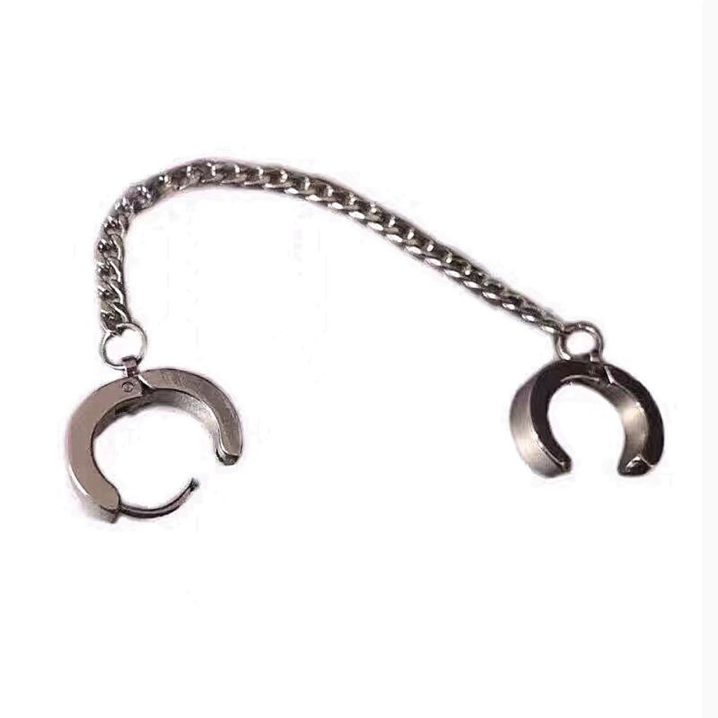 Chain Ear Cuff With Hoop Earring khuyên tai và kẹp vành tai titan dây xích nam nữ không gỉ không đen không dị ứng