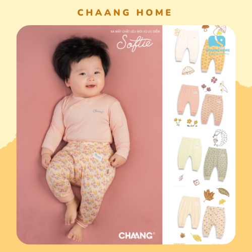 Set 2 quần dài cotton cho bé sơ sinh Chaang park mềm mát thấm hút mồ hôi