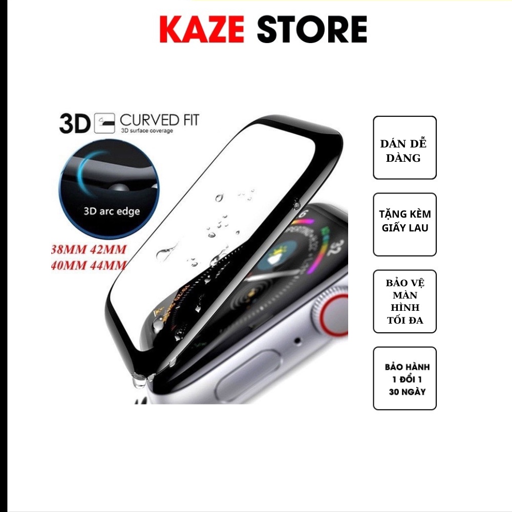 Kính cường lực dẻo 4D bảo vệ màn hình Ap Watch Seri 1/2/3/4/5/6/7 và các size 38/4041/42/44/45mm - Kaze Store