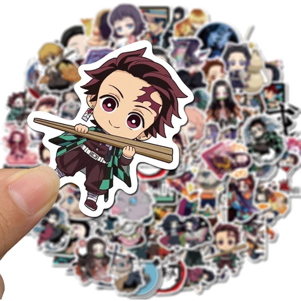 Bộ 100 Miếng Dán Hoạt Hình Kimetsu No Yaiba Kiểu Nhật Bản Chống Thấm Nước DIY
