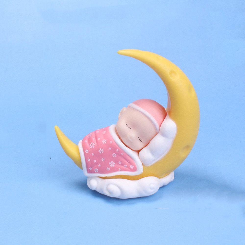 [COD] Búp Bê Hoạt Hình Mặt Trăng Em Bé Đang Ngủ Màu Xanh Dương Trang Trí Bảng Điều Khiển Xe Hơi