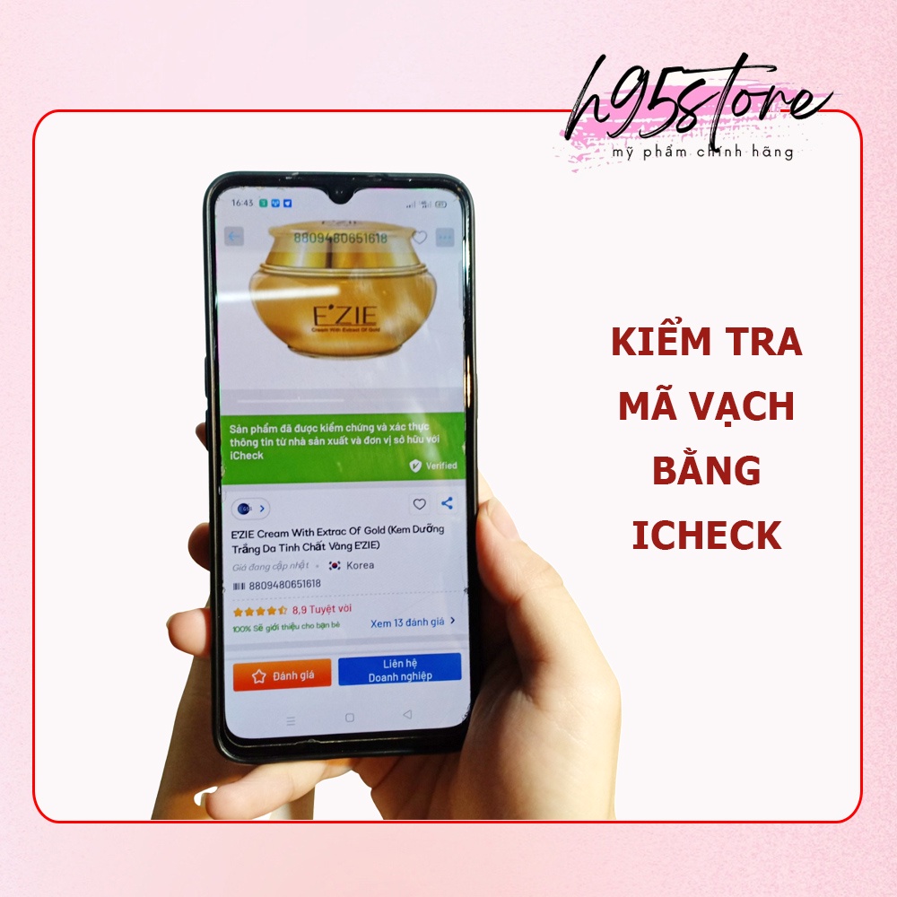 Kem EZIE dưỡng ẩm trắng da mặt chống lão hóa kiềm dầu nâng tone tinh chất vàng nano Hàn Quốc 60g