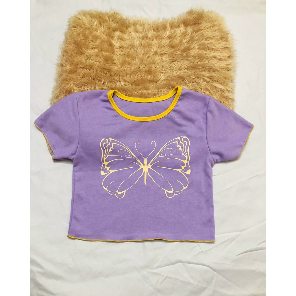 áo kiểu viền cổ in bươm bướm xinh xắn nét mãnh dễ thương hình thật xinh