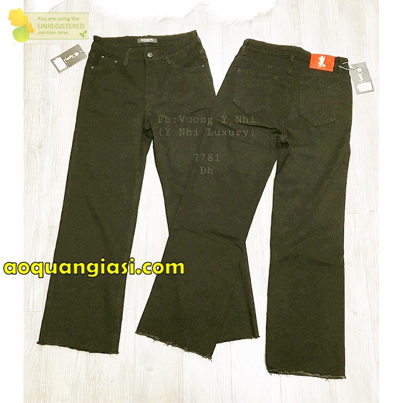 Quần ống rộng jean rách lai MT180