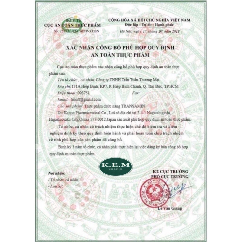 TRANSAMIN VIÊN UỐNG TRẮNG DA, TRỊ_NÁM 500mg NHẬT BẢN | Thế Giới Skin Care