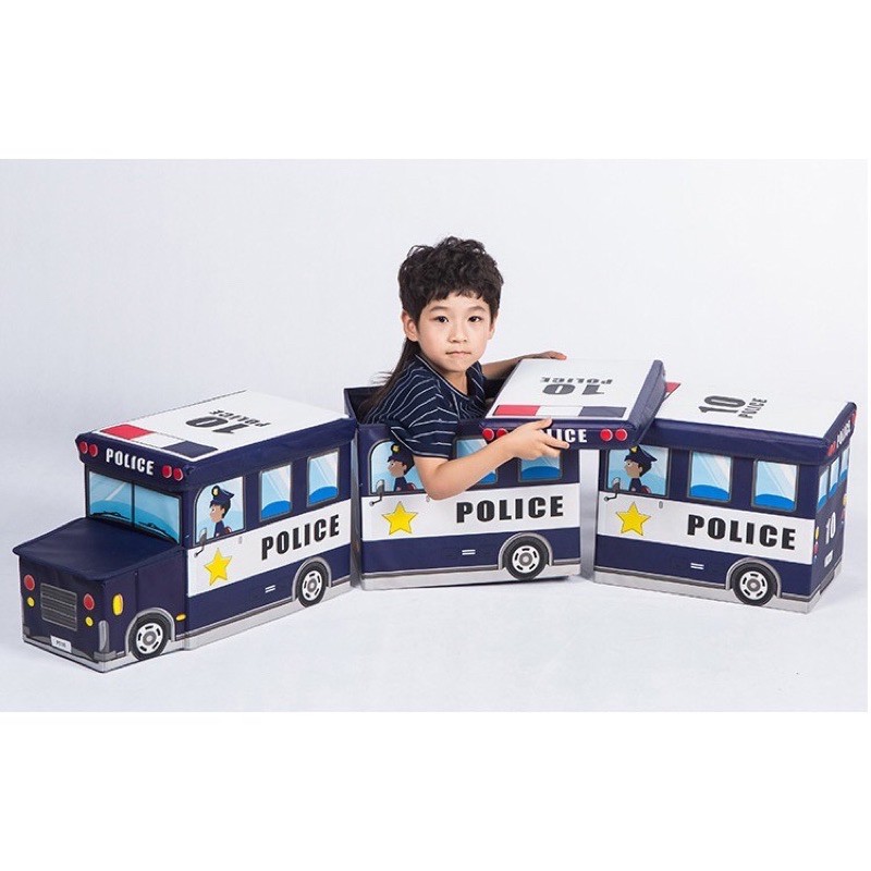 Thùng đựng đồ chơi xếp hình xe ô tô tàu hoả cho bé kiêm ghế ngồi