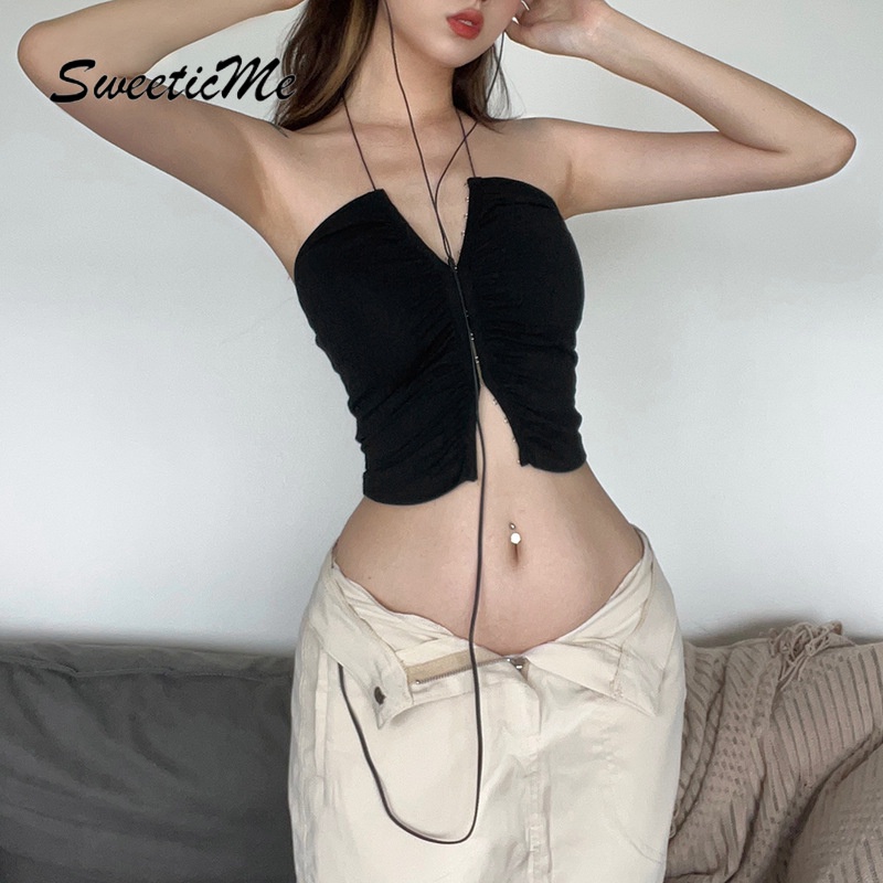 Áo Tank Top Hai Dây Cổ Chữ V Màu Trơn Dáng Ôm Thời Trang Cho Bạn Gái