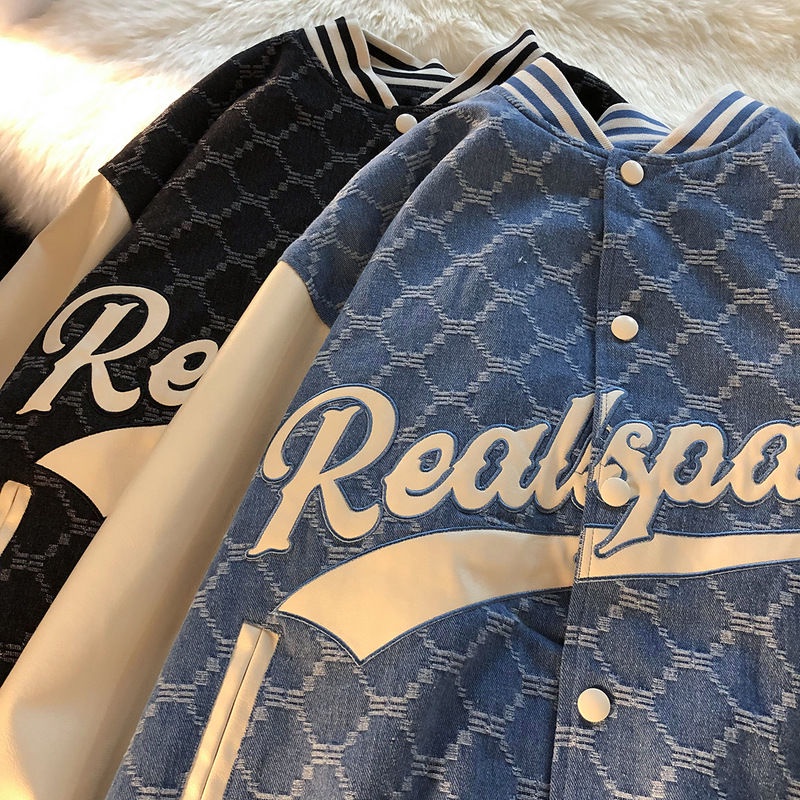 Áo khoác bóng chày thêu chữ phong cách retro nữ tính