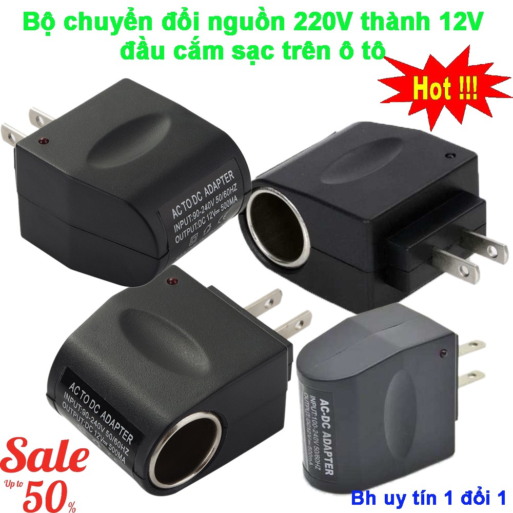 Bộ Chuyển Nguồn Trên Xe, Bộ Chuyển Đổi Nguồn Điện Cao Cấp - Đầu Chuyển Nguồn Điện 220V Sang 12V