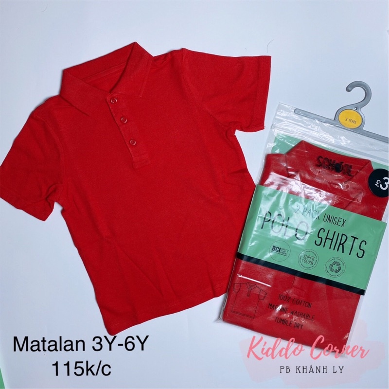 [KIDDO] Áo Polo Matalan cho bé trai 4 phân loại màu trắng xám /xanh navy/ trắng trơn/ đỏ trơn cực ngầu